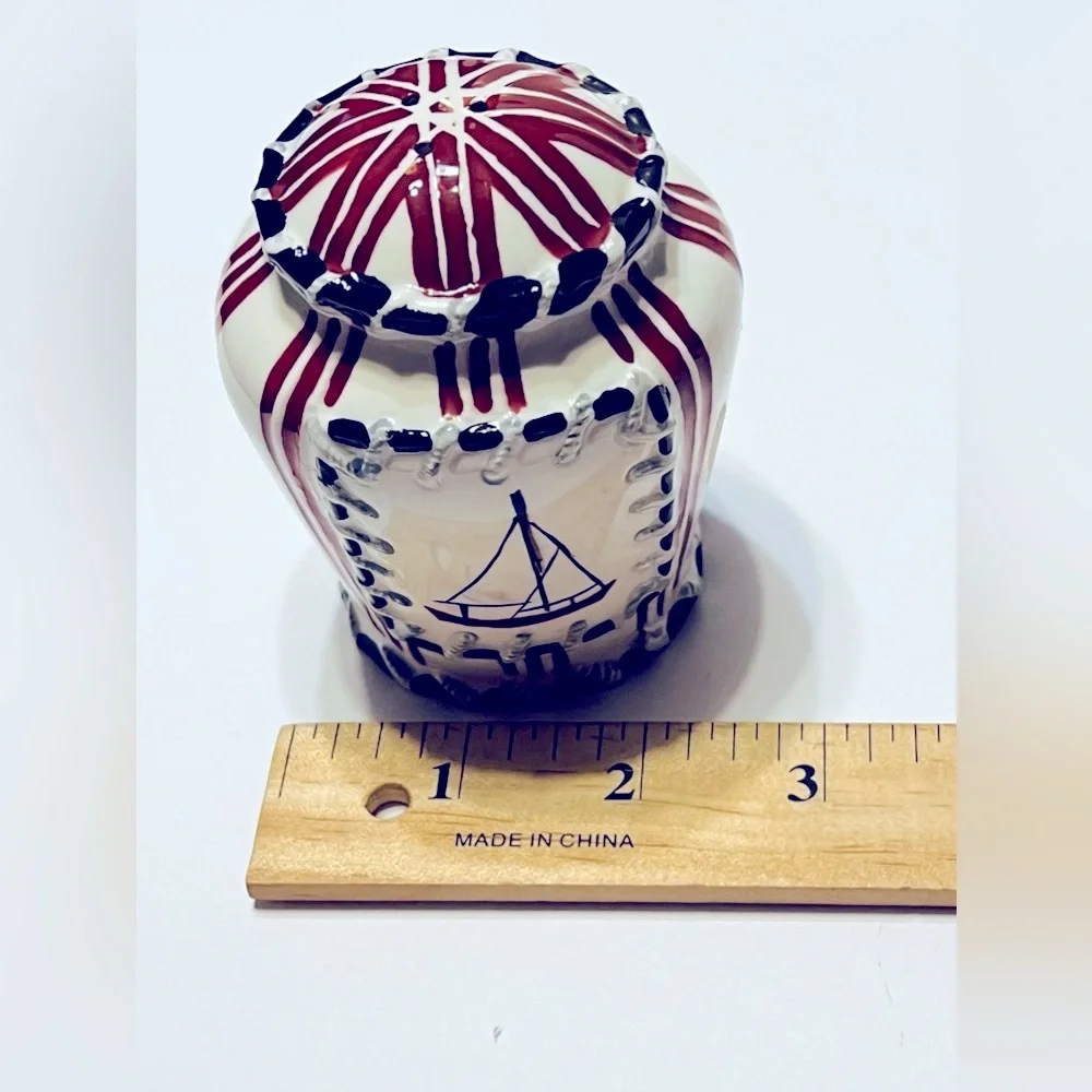 Nautical Ceramic Lighthouse and Sailboat Salt N Pepper Shakers